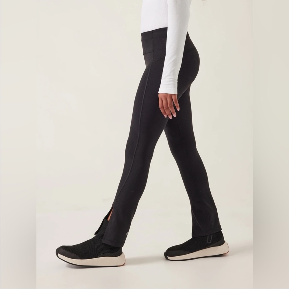 Athleta Girl High Rise Chit Chat Flare Split Hem Black Legging Pants Girls S 7